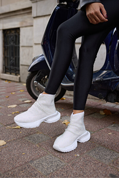 ANGELİNA JONES DEJAA TENIS DE FEMEI ALBI CU DETALII CU STRASURI