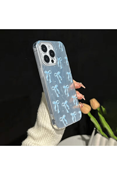 OSG iPhone 13 and 14 Compatible 3D Bow Pattern Embossed Camera Protection Frame Protruding Premium Case