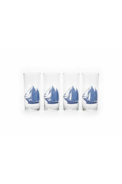 Paşabahçe Blue Sail 4-Piece Raki Glass Set – Marine Concept (200 ml)