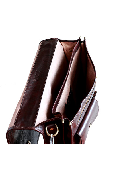 UTIL LAND FASHION Briefcase, laptop case made of genuine vachetta leather, S110