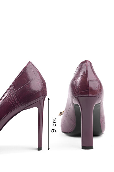 MARY Metal Plate Accessory Detailed Thin Toe Form Modern Elegance Design Heeled Women's Shoes