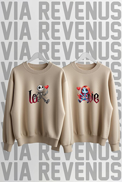 Vordevia Nightmare Love Printed Crew Neck 3 Thread Fleece-Lined Lover Combination Sweatshirt