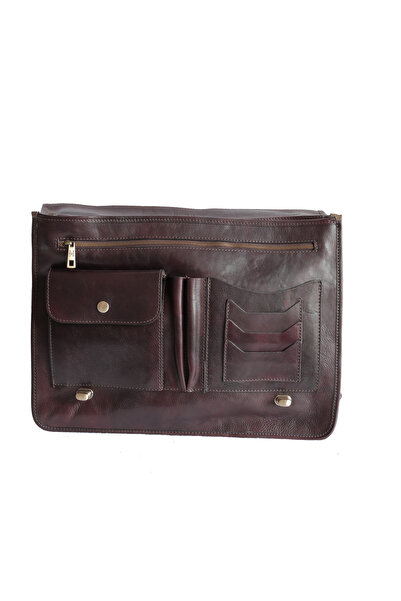 UTIL LAND FASHION Briefcase, laptop case made of genuine vachetta leather, S110