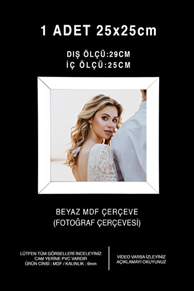 YEDİART 1 Adet 25x25 Çerçeve - Mdf Çerçeve - Fotoğraf Çerçevesi - Kare Çerçev...