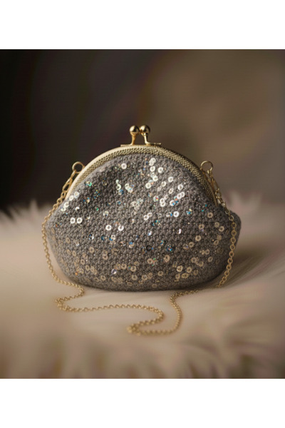 MAZSAY ✨ El Yapımı Işıltı Pullu Örgü Portföy Çanta ✨