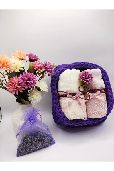 ​mayf Mayf Nakışlı Örgü Sepetli 2'li Premium Mutfak Havlu Seti – Hediyelik – Yumuşak Dokulu