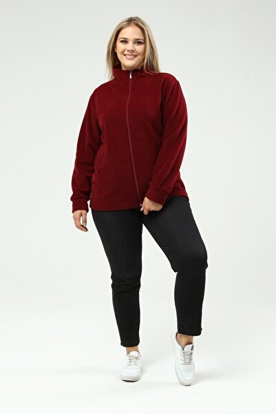 ÜMİTEKS KİDS CLUB Unisex Winter Fleece Cardigan Burgundy Zippered Winter