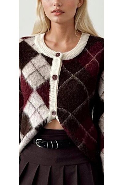 MARLİNG Baklava Patterned Feathered Knitwear Cardigan