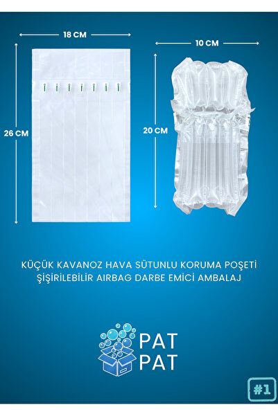 PATPAT 18x26cm 10 Adet Küçük Kavanoz Hava Sütunlu Kargo Poşeti / Şişirilebilir Airbag Darbe Emici Ambalaj