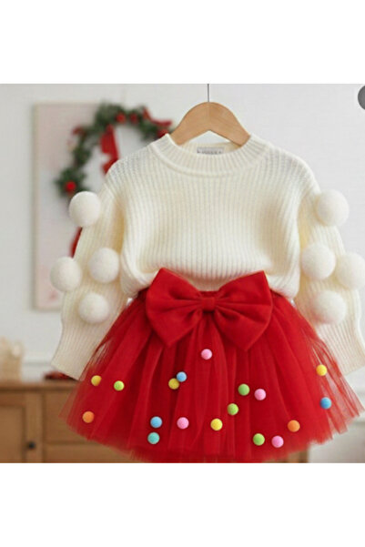 kokosh _ kidss burcu sapmaz طقم بلوفر محبوك بكرة الفتاة وتنورة توتو بكرة