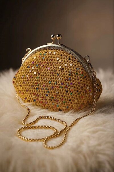 MAZSAY ✨ El Yapımı Işıltı Pullu Örgü Portföy Çanta ✨