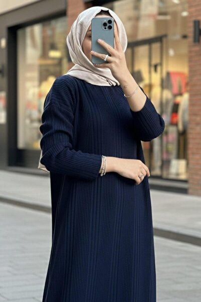 Mossta Navy Blue Long Hijab Dress