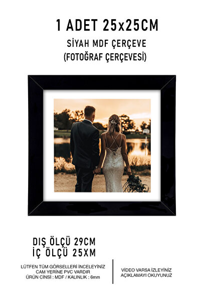 Me you 1 Adet 25x25 Çerçeve - Mdf Çerçeve - Fotoğraf Çerçevesi - Kare Çerçeve...