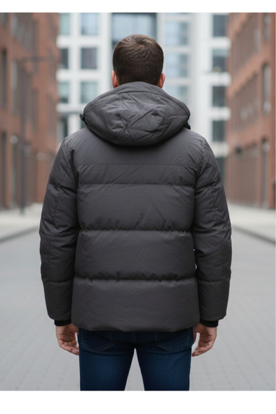 embody Men's Winter Jacket Men's Thick Winter Jacket with Detachable Hood dark khaki 52036-6