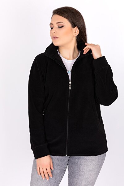 ÜMİTEKS KİDS CLUB Unisex Winter Black Fleece Cardigan Coat Winter Coat Fleece