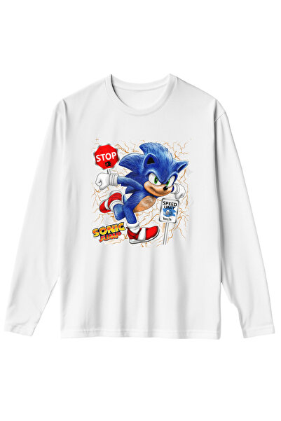 Texclusive Sonic Long Sleeve Children's T-Shirt 100% Cotton Combed Cotton