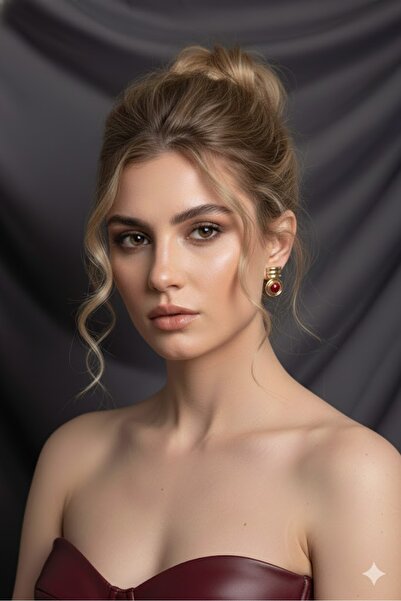 Dorvina Brass Women's Earrings Gold Burgundy Color Vintage Non-Tarnish |   Stylish and Durable Jewelry, Accessory