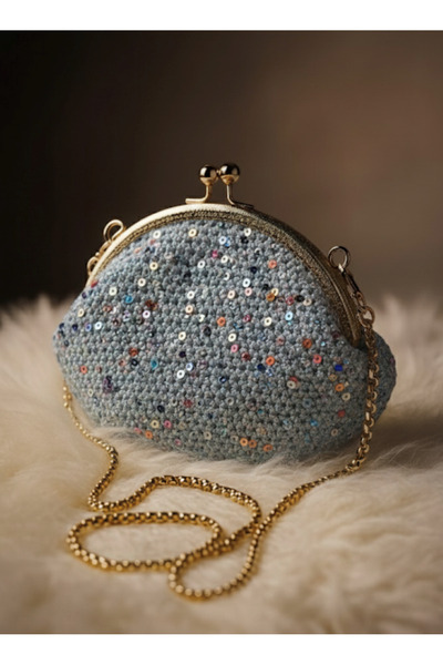 MAZSAY ✨ El Yapımı Işıltı Pullu Örgü Portföy Çanta ✨