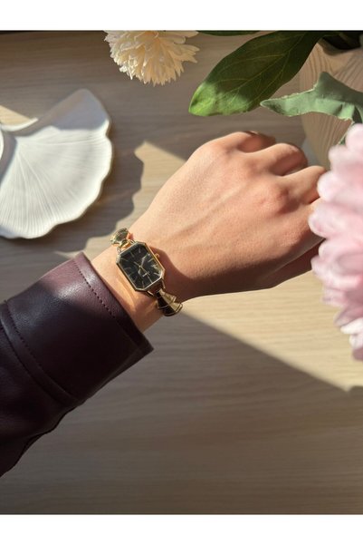 rubsey Retro Minimal Metal Cord Vintage Women's Wristwatch Inside Black