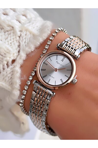 Ferrucci Steel Strap Minimal Case Women's Wristwatch 3 Atm Water Resistant 2 Years Warranty