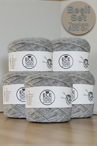 Ece Örgü Tasarım Atölyesi Granito, üç farklı gri tonda angora örgü ipi (500 gr.)