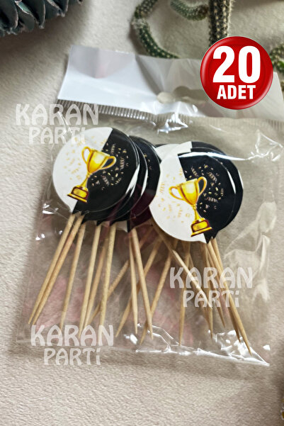 karanca parti süs 20 قطعة من أعواد الأسنان السوداء والبيضاء لحفلات أعياد المي...