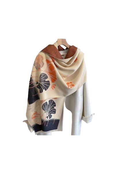 The Casius. Μακρύ γυναικείο κασκόλ, μεγάλο σχέδιο φύλλων Ginkgo Biloba, πορτο...