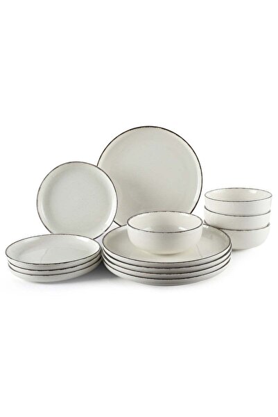 Noon East 12-Piece Porcelain Dinnerware Set for 4 – Grey