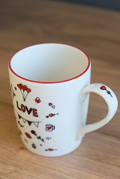 tabakevi Tabak Evi Porcelain Valentines Mug with Handle 220 ml