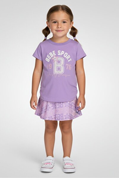 Bebe Toddlers Girl 2 Pcs Brand Logo Outdoor T-Shirt And Skort Set, Multicolor