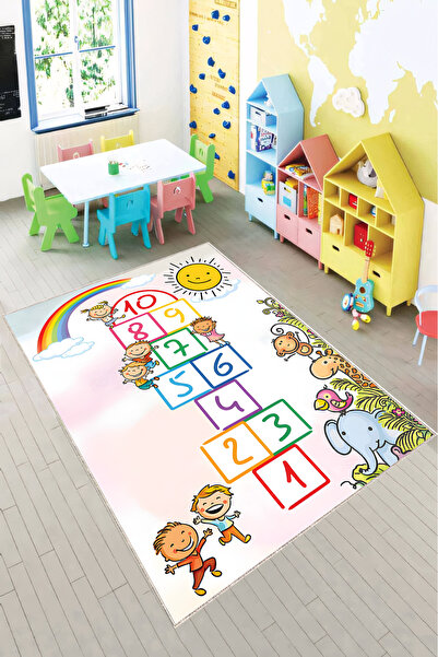 Reyhani Hayvanlar sek sek-2 Desenli Kaymaz Taban Makinede Yıkanabilir Çocuk G...