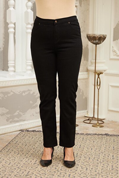 RMG Plus Size Black Jeans with Elastic Waist