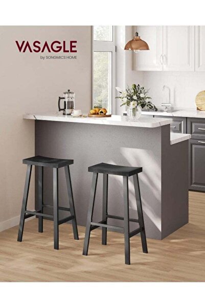 VASAGLE طقم كراسي بار مكون من قطعتين - ارتفاع مناسب للمطبخ 74 سم، تصميم صناعي...