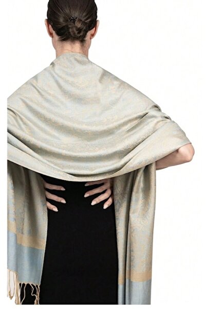 The Casius. Thin women's shawl, The Casius, camel-beige, 180x70 cm, fringed border