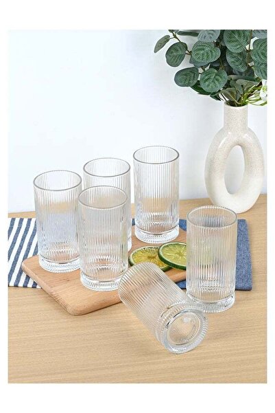 Ollieroo Embossed Pattern Highball Glasses, Set of 6