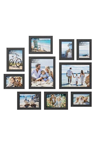 SONGMICS إطارات الصور، مجموعة من 10 إطارات صور مجمعة، اثنان 8 × 10، أربعة 5 × 7، أربعة 4 × 6، إطار الصورة