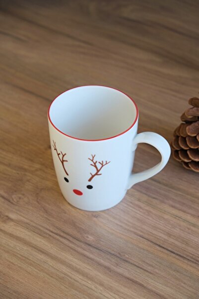 tabakevi Tabak Evi Porcelain Reindeer Mug with Handle 220 ml