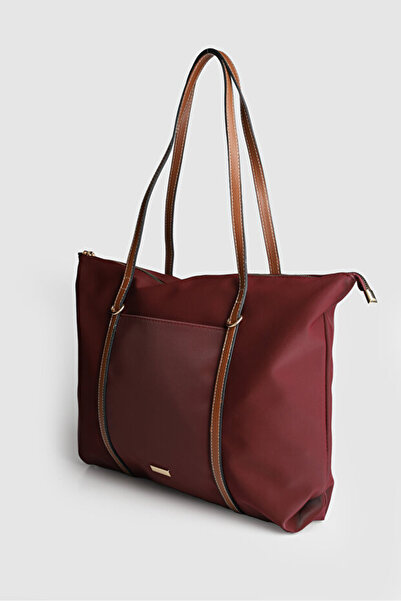 Rivina Lore Front Pocket Detailed Tote Model Satin Large Size Handbag and Shoulder Bag