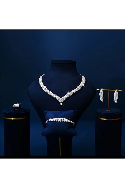 Accessories Gelin Takı Seti zirkon, kolye, küpe, yüzük, bileklik set söz, nisan, seti