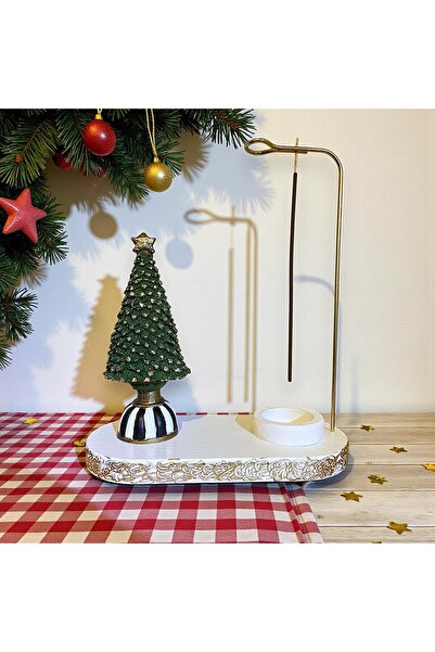 WOOD CARVING HUB Yılbaşı Özel El Yapımı Çam Ağacı Figürlü Askılı Ahşap Tütsül...