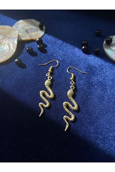 euro click Cercei atârnători cu figurină de șarpe de culoare aurie