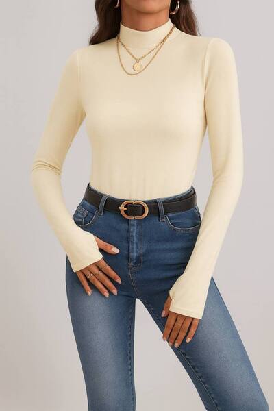 LA SEFA Long Sleeve Bodysuit with Finger Detail