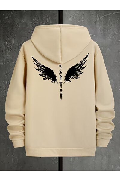 LAYORA Hooded Long Sleeve Compass Star and Wing for Men Printed