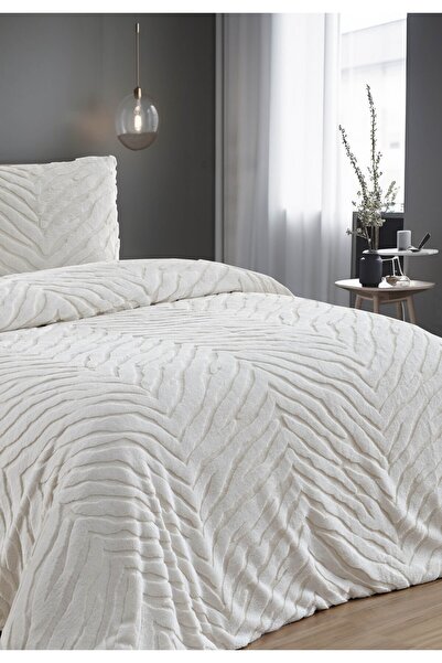 Bikaya Home Diamond 3 Piece Zebra Fur Comforter Quilt Set - 220X240 cm - with Original Bag