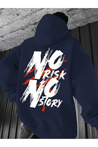 LAYORA Men's Hooded Hoodi with the Graphic,'No Risk No Story'