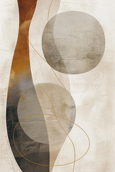 Kanvas.tr Bej ve Altın Tonlarda Modern Soyut Kanvas Tablo