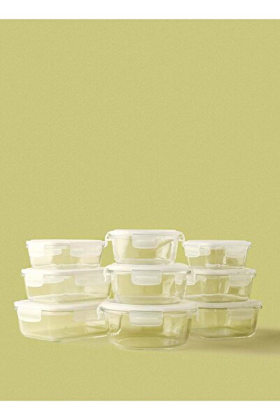 Noon East 9 Piece Borosilicate Glass Food Container Set - Airtight Lids - Lun...