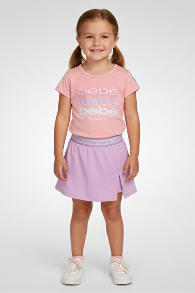 Bebe Kids Girl 2 Piece Sportswear Fit Short Sleeve Training T-shirt And Skort, Multicolor