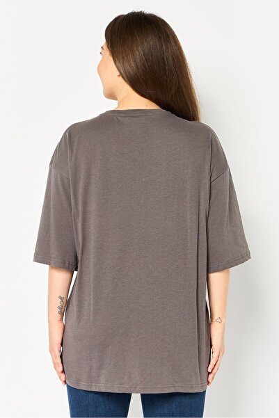 Brave Soul Women Crew Neck Short Sleeve Plain T-shirts, Ash