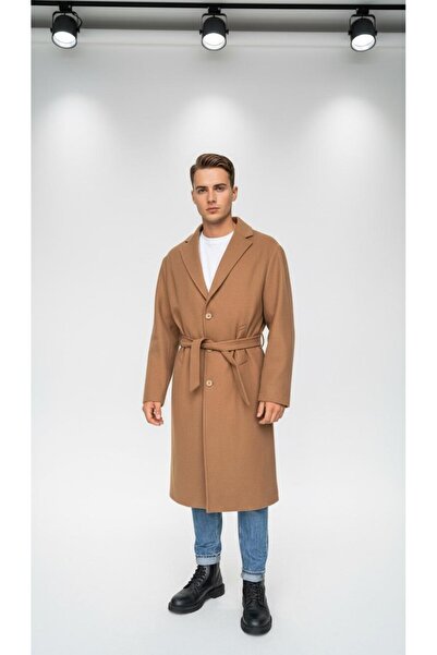 Plus Scorpion Ανδρικό μακρύ παλτό – Χειμερινό, με ζώνη, κομψό μοντέρνο σχέδιο